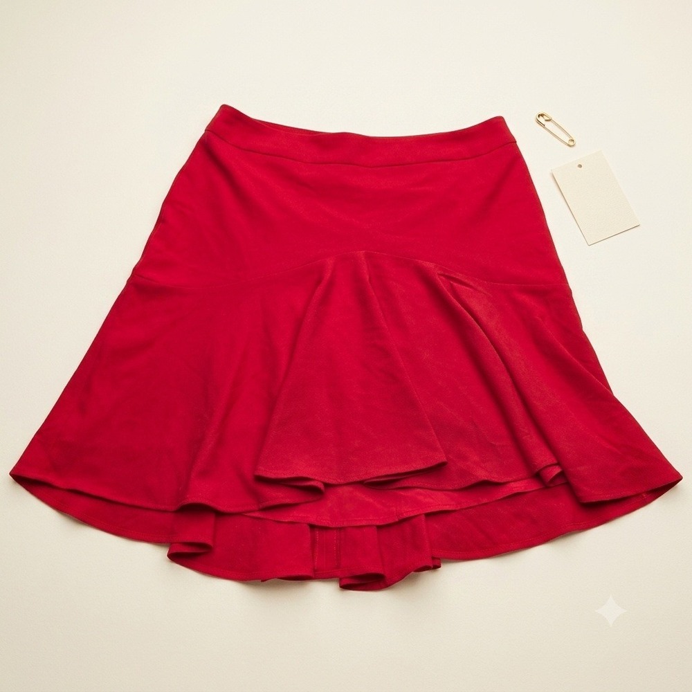 Nanette Lepore Red Riding Hood Rich Romantics Skirt Red Flounce Mini Size 14 NEW